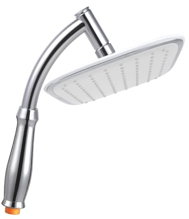 Hibbent Rainfall Showerhead, High Pressure Rain Shower Head with Detachable Arm, Large and Overhead Shower Head, Universal G 1/2'', 10 * 6 inch, White Panel