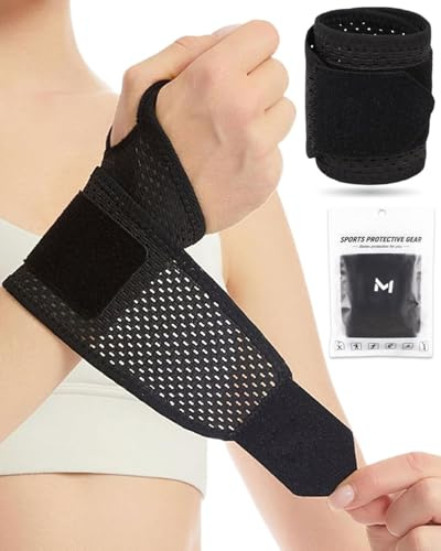FUGLUS Muñequera Transpirable,Ajustable Muñequeras Tunel Carpiano,Vendajes Muñeca Fitness para Tendinitis,Dolor Articulaciones,Esguinces,Palm Support,Mujer Hombre,Mano Izquierda y Derecha(Negro)