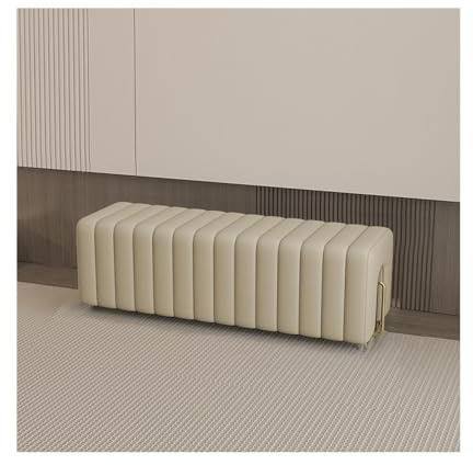 Banc de lit léger de luxe – Tabouret de canapé haut de gamme pour chambre à coucher et salon Élégant porte-vêtements d'intérieur et canapé blanc cassé pour vestiaire et chevet