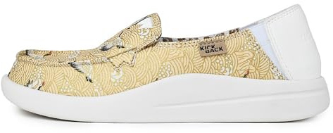 Kickback Rizzo Mocassins Slip‑on pour Femme en Lin – Chaussures Décontractées d’Été avec Talon Rabattable pour Un Confort Quotidien - Beige Linen, EU 40