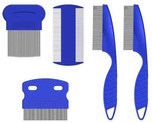 Flea Lice Comb, 5 Pcs Lice Comb, Stainless Steel Tooth Comb, Double Sided Combs, Dematting Tool for Pets