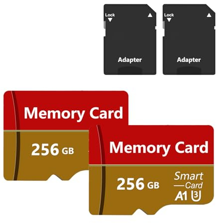 2 Pack Tarjeta De Memoria 256GB,Tarjeta De Memoria De Alta Velocidad con Adaptador SD, Tarjeta TF para Smartphone, Tablet y Camara