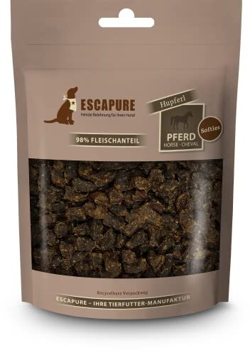 ESCAPURE Softies - Hunde Leckerli aus Pferdefleisch in Premium QualitŠt - 98% Muskelfleisch - Softer Protein Trainingssnacks ohne kŸnstliche Zusatzstoffe & Getreide (150g)