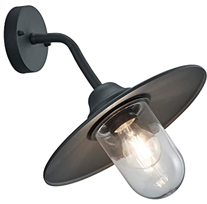 Trio Leuchten SLV Brenta 201760142 - Lampada da parete per esterni in alluminio pressofuso antracite e vetro trasparente, 1 lampadina E27 inclusa