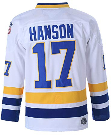 Youth Hanson Brothers Charlestown Chiefs 16 Jack 17 Steve 18 Jeff Slap Shot Movie Ice Hockey Jersey (17 White, Large)