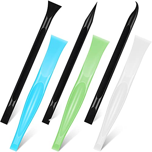 Honoson 6 Pcs Non-scratch Plastic Scraper Cleaning Tool, White Blue Green
