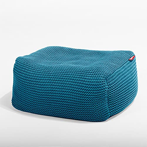 Lounge Pug Petit Pouf Repose Pied en Tricoté, Repose-Pieds Ottoman, Siège Supplémentaire pour Salon, Entrée, Bureau, Mer égée