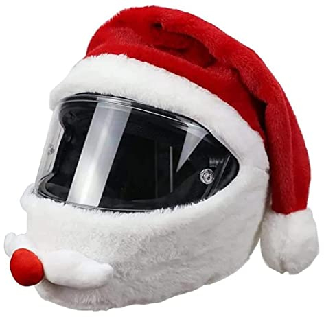 Woljay Motorrad Helmüberzug Abdeckung Weihnachtsmann Weihnachten Motorradhelm Moto Weihnachtsmütze Helm Integralhelm Cover Für Personalisierte Volle Helm Abdeckung Weihnachten (1)