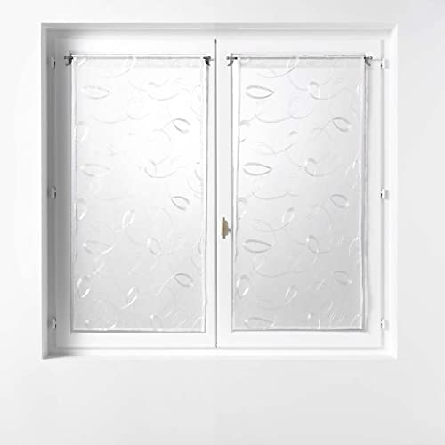Douceur d'Intérieur, Coppia di tende passapasta (2 x 60 x 120 cm), con cappuccio bianco, velo sabbiato ricamato
