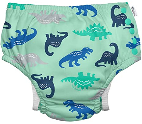 green sprouts - Eco snap Swim Diaper with Gussets - Seafoam Simple Dino - 12mo (6-12m)
