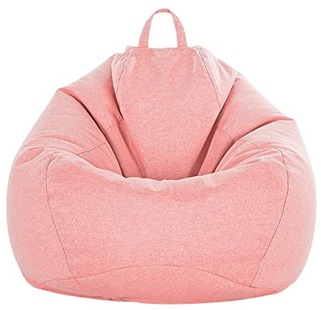 FANSU Bean Bag Cover Without Filling, Solid Colours Lazy Sofa Gaming Bean Bag Chair for Adult Kids, Highback Beanbag Seat, Stuffed Toy Clothes Storage (120x160cm,Pink)