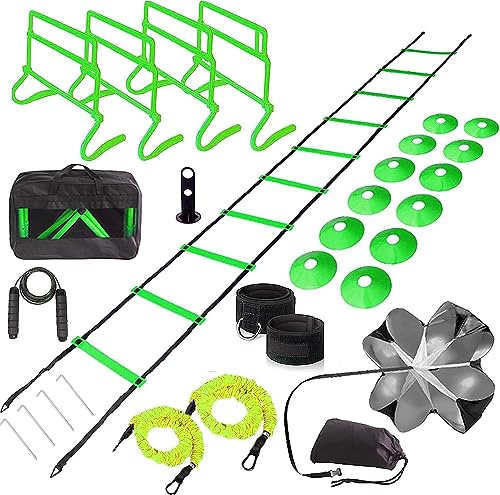 Kvittra Speed Agility Training Equipment Set, Soccer Hurdles with Agility Ladder and Soccer Cones Equipment Set Agility Training kit for Football, Soccer, Basketball,Speed and Agility Training kit