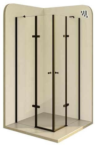 i-flair Duschkabine Alice 90x90 Höhe: 190 cm, Eckkabine mit Klapptüren in Schwarz. Duschabtrennung aus 6 mm dickem durchsichtigem Nano-ESG-Sicherheitsglas, beidseitig montierbar! DK19B