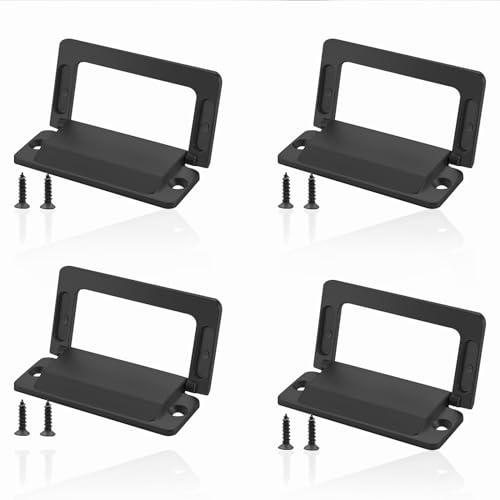 LELE LIFE Lot de 4 poignées d'armoire à anneau affleurant, poignées de tiroir pliables et encastrées cachées en alliage de zinc à profil bas pour placard, armoire, noir mat