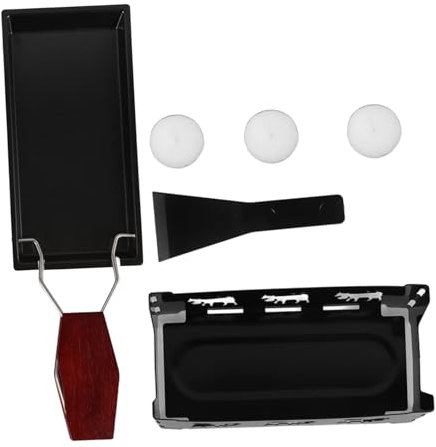 PHENOFICE Plancha Para Raclette Mesa De Parrilla Fundidor De Queso Mango De Madera Sartén De Diseño Compacto De Bandejas Para Hornear