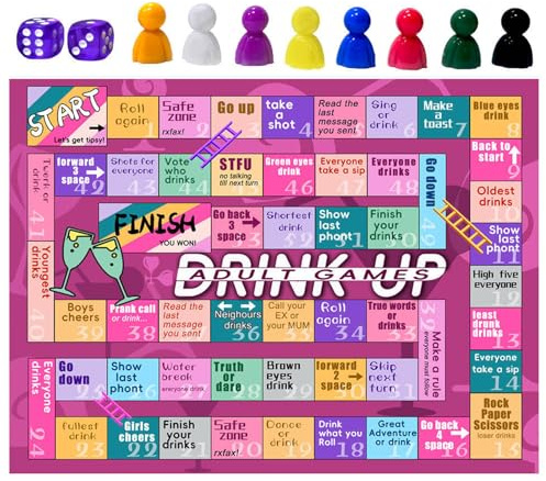 Generic Drinking Game, Adults' Fun Party Game Set, Includes Mat, Tokens, Dice