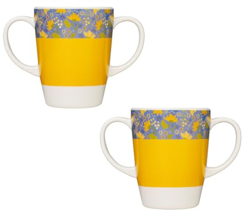 Rosa Lifestyle 2 Handled Yellow Coffee Mug (2 Pack)