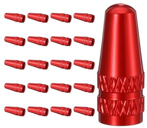 Classicseali 20 Stück Ventilkappen Fahrrad Rot,Fahrrad Ventilkappen Französisch,Aluminiumlegierung Französisches Ventil Kappe für Räder und Reifen Luftventilkappe Fahrradschlauch