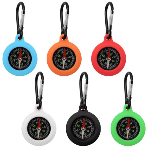 YDHfdc 6 Piezas Llavero Brújulas Portátil Brújulas de Orientacion Impermeable Brujula Niños Pequeño Brujula Supervivencia para Al Aire Libre, Senderismo, Camping