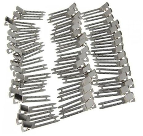 Gogogmee 50 Piezas Pinzas Pelo Doble Punta Metalizadas Plateadas para Manualidades y Accesorios DIY Lazos y Horquillas