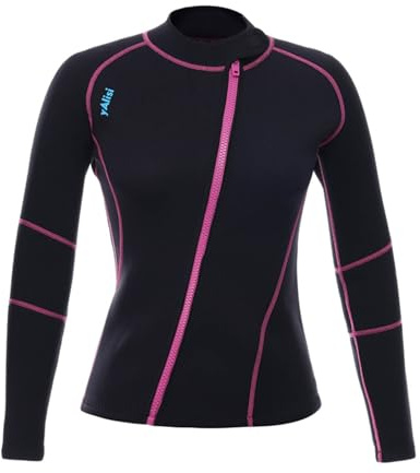 Yruioon Femme Combinaison Néoprène 3mm Veste Plongée Thermique en Néoprène avec Fermeture Éclair pour Nager Plonger Surfer Et Faire La Plongée Apnée