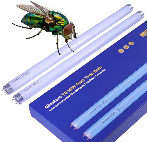 Glostars T8 F15W BL UV-ersättningsrör för elektrisk insekticid, 45 cm svart ljusrör för myggfälla/flugfällor 30W - set med 2