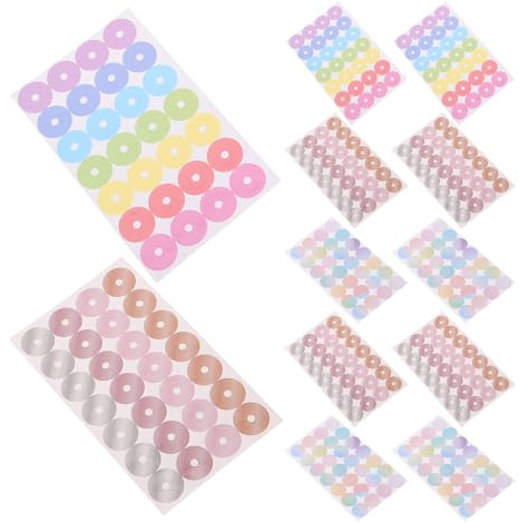 Cabilock Pegatinas de Refuerzo para Agujeros de Papel Sueltas 24 Hojas Transparentes Metalizadas y Holográficas para Reparación de Documentos, Protectores Autoadhesivos para