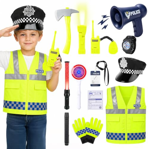 deAO Costume de Police pour Enfants, Jeu de Rôle de Policier 13 Pièces