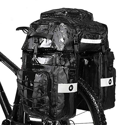 Rhinowalk Bike Pannier Bag Set for Bicycle Cargo Rack Saddle Bag Laptop Pannier Rack Bicycle Professional Cycling Accessories 3 in 1-Black