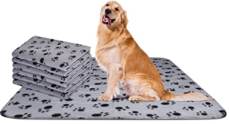 Nobleza - 6 x Hundedecke Weiche Fleecedecke Waschbare Deck für Haustier Hunde Katzen Welpen Weiche Warme Matte, Grau, 120 * 100 cm