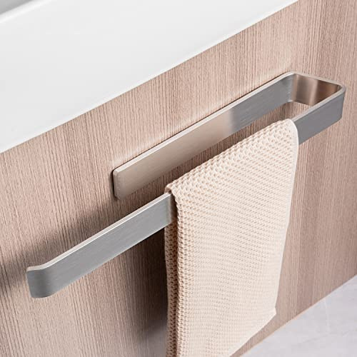 JS Porte Serviette Salle de Bain sans Perçage Porte-Serviette Auto-Adhésif Porte Serviettes Murale Porte Torchon Brossée Autocollant 40cm