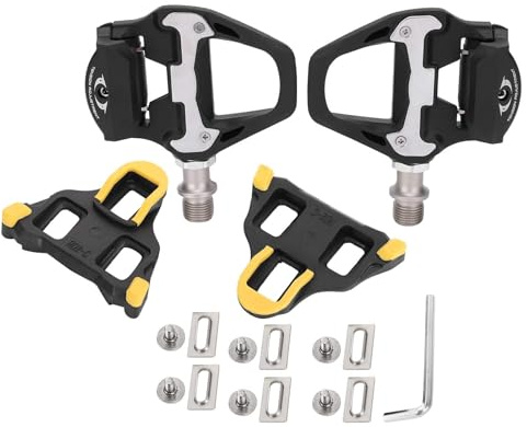 Agatige Pédales de Vélo Autobloquantes, Pédales à Crampons Universelles 9/16 po Autobloquantes pour Vélo Route 90x100mm/3,5x3,9po Adaptateur de Cales Doubles pour SPD-SL vélos VTT avec Cales