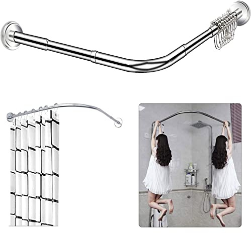 Xbtianxia Duschvorhangstangen L Form Ecke Halterung Ohne Bohren duschvorhangstange Verstellbar 304 Edelstahl Duschstange Teleskop,für Badezimmer, Bekleidungsgeschäft, Privatraum