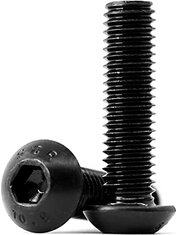 M6 x 25mm 50 pezzi Viti a bottone a testa esagonale Bulloni a testa esagonale Completamente filettati Bulloni in acciaio al carbonio 10,9 (Nero)