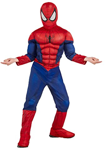 RUBIE'S SPIDER-MAN - Marvel officiel - Déguisement pour enfant de luxe Spider-Man. Taille 3-4 ans. Costume avec combinaison aux muscles rembourrés + cagoule attache velcro + couvre-bottes intégrés
