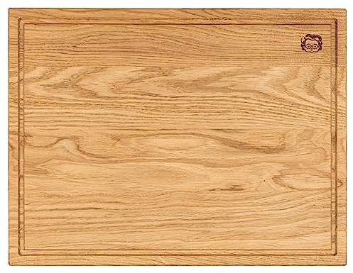 Granny's World® Vollholz Schneidebrett aus Eichenholz | Groß 40 x 30 x 2cm | Robust & langlebig | Nachhaltige Forstwirtschaft aus Europa | Servierbrett | Antibakterielles Küchenbrett | Eichenbrett