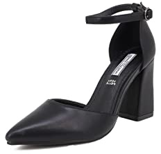 QUEEN HELENA Escarpins Femme avec Bride Talon Moyen Bout Fermé Confortables Élégants Légers Décontractés ZM7002 NoirPu 37