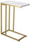 Yusong Small C Shaped End Table, Slim Narrow Couch Side Tables Slide Under Sofa Bed, Skinny Snack Tray Table for Coffee Laptop in Living Room,Easy Assembly, Gold and White Marble