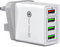 USB Ladegerät, 33W 4-Ports Schnellladegerät QC 3.0 Ladeadapter Mehrfach Ladegerät, USB Stecker Netzteil für iPhone 16 15 14 13 12 11, Samsung, iPad und mehr