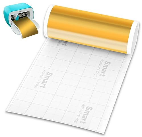 Smart Vinyl Permanent, Smart Adhesive Vinyl Permanent für Cricut Joy, 14cm X 200cm Selbstklebende Vinylrolle, Geeignet zum Dekorieren von Tassen, Wasserflaschen, Pflanzgefäße, Fenster (Gold)