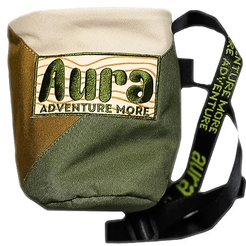Aura Kreidebeutel für Klettern – Boulder-Kreide-Tasche mit Kordelzug – maßgeschneiderter Gürtel mit verstellbarer Schnalle – Ausrüstung für Kletterausrüstung – Fitnessstudio Gewichtheben Tasche –