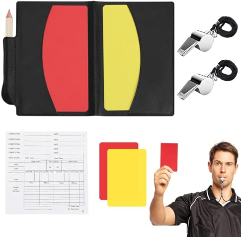gvivej Schiedsrichter Set, FußBall Schiedsrichter Karten, Schiedsrichter Pfeifen Set, Gelbe Rote Karten, für Sportarten Coaching Richten Hundetraining