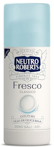 Neutro Roberts, Deodorante Stick Fresco, Zero Sali di Alluminio, Zero Macchie, Con Puro Olio di Glicerina, Deodorante Uomo e Donna, Dermatologicamente Testato, Formato 40 ml, 48h