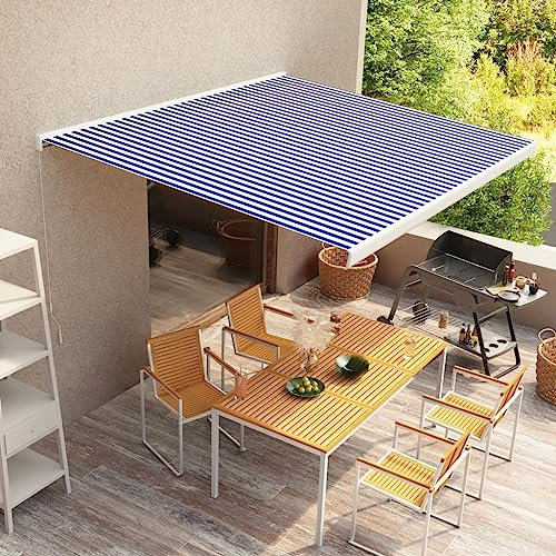 INLIFE Cortina tipo cofre manual 350 x 250 cm azul y blanca para casa y jardín, césped y jardín (44,35 kg)