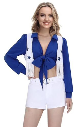 LIKUNGOU Déguisement Pompom Girl Football Star Cheerleader Costume Uniforme Lycée Cowgirl Cheerleading Cheer Tenue Femmes (XXL)