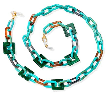 DIYBravo In Acrilico Catenella per Occhiali Donna, Regolabile Laccetti per Occhiali Da Antiscivolo per La Collana Di Occhiali a Mascherina (Pavone Blu)