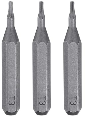 QUARKZMAN 3 Stück T3 Schraubendreher Torx Bit Set, Bitsatz 4mm Sechskant Schaft 28mm/1,1 Zoll Länge Magnetisch Stern 6 Punkt Kopf Sechskant Bits S2 Stahl Werkzeugset Elektroschrauber Tools