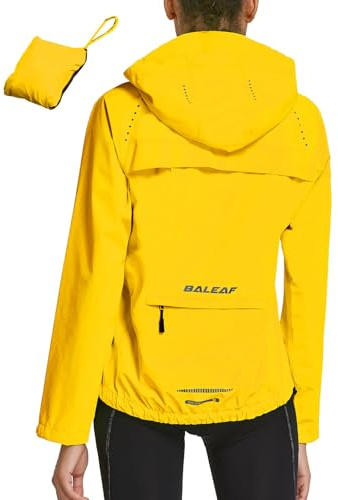 baleaf Cykeljacka dam, regnjacka, vattentät, ventilerande, vandringsjacka, windbreaker, sommarjacka, utomhusjackor, lätt vindjacka, trekking, regnjacka, cykeljacka, Ljusgul, S