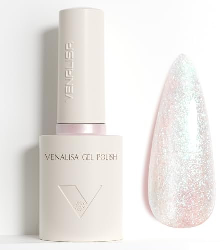 VENALISA Esmaltes Semipermanentes de Uñas en Gel Glitter Irisado Iridescent Glitter Pintauñas Semipermanentes UV LED de Larga Duración Apto Para Principiantes Manicura 10ml