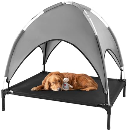 Haustierbett Haustierzelt mit Baldachin, Erhöhtes Hundebett, Haustierliege Wasserdicht und Atmungsaktiv, für Indoor & Outdoor (92x76x94cm)